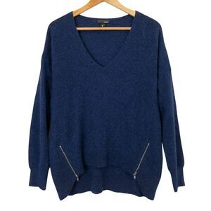 Aqua cashmere womens large blue cashmere sweater zip azure blue cobalt